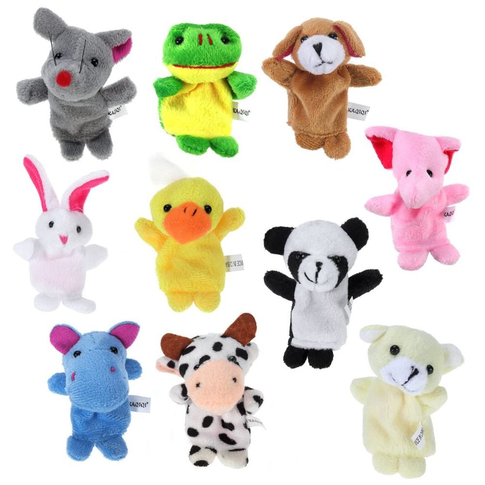 Highland - Soft Plush Animal Finger Puppet Toy - 10 Pcs