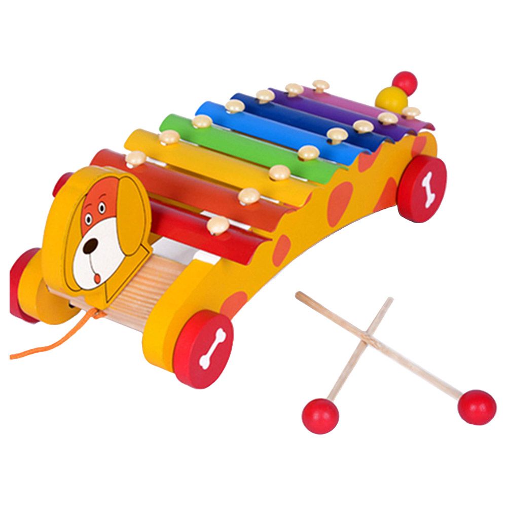 Highland - Wooden Musical Xylophone Pull Along Toy