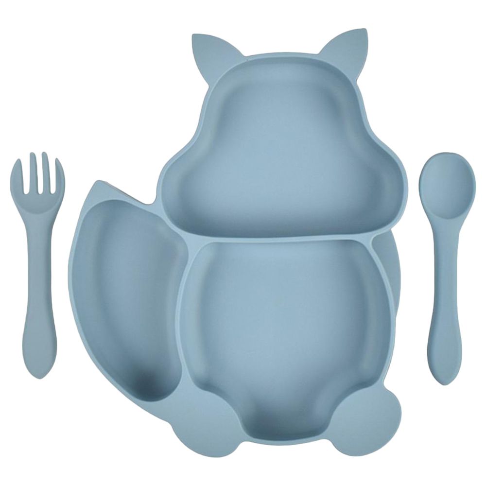 Highland - Squirrel Silicon Baby Plate & Utensil Feeding Set