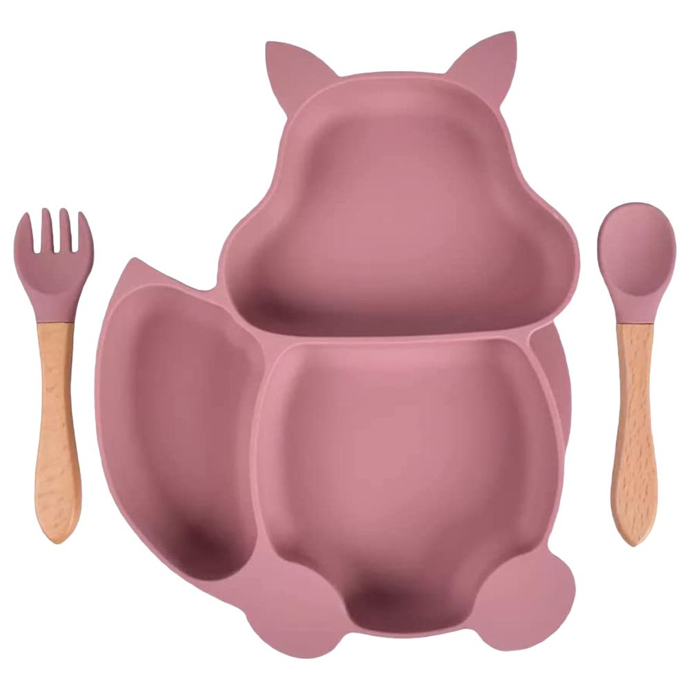 Highland - Squirrel Silicon Baby Plate & Utensil Feeding Set