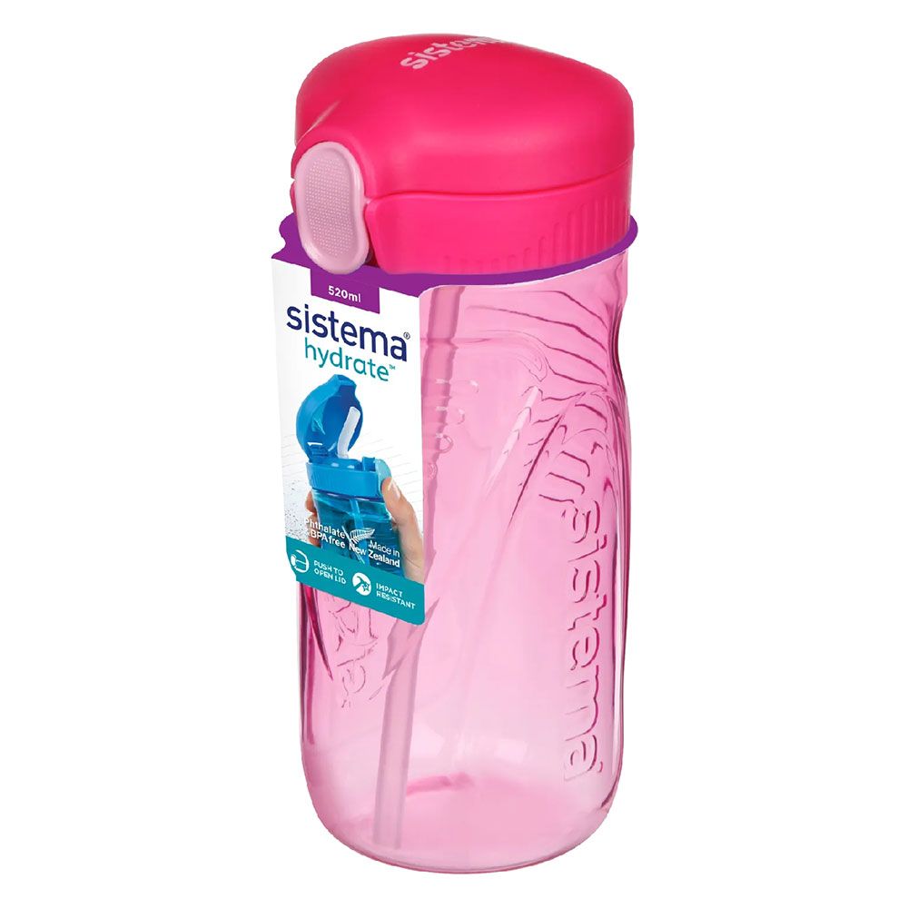 Sistema - 520ml Tritan Quick Flip Bottle - Pink