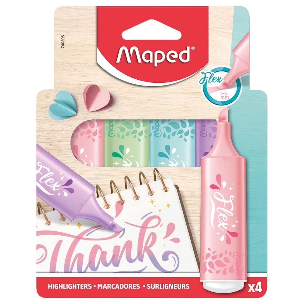 Maped - Fluopeps Pastel Flex Highlighter Pack - 4pcs