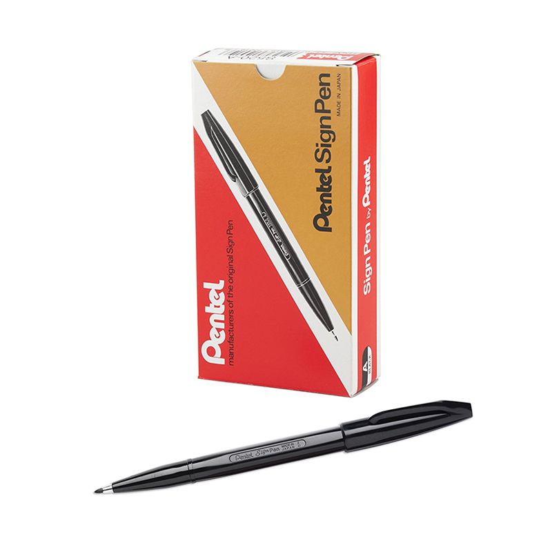 Pentel - 12pcs Sign Pen Fibre Tip 2mm - Black