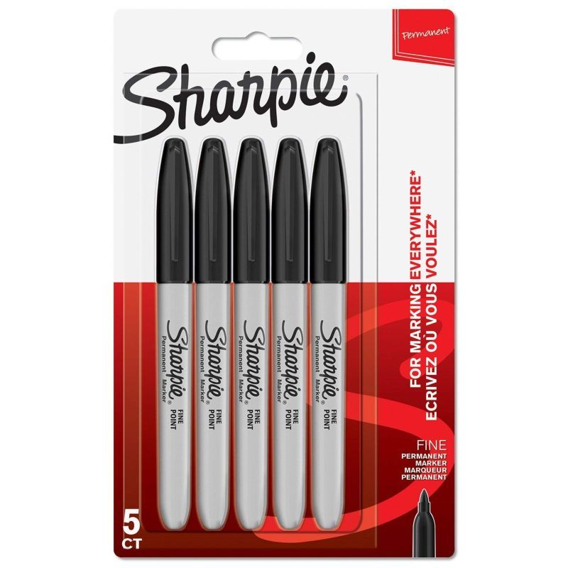 Sharpie - Permanent Marker Fine Pack Of 5 - Black