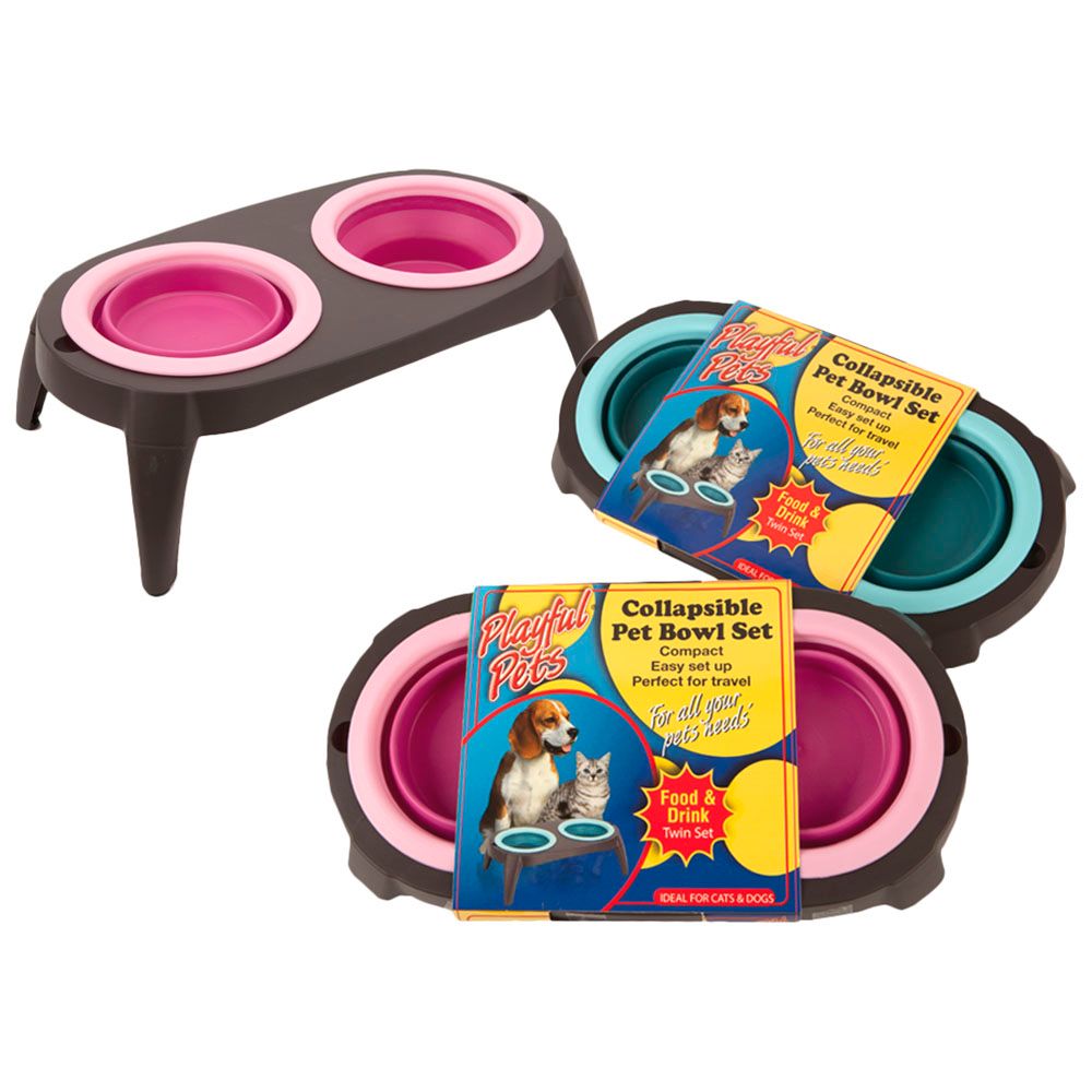 PMS Collapsible Pet Bowl Set PVC Coated Sleeve - Assorted 