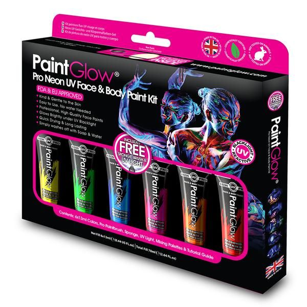 PRO Neon UV Face & Body Paint Boxset