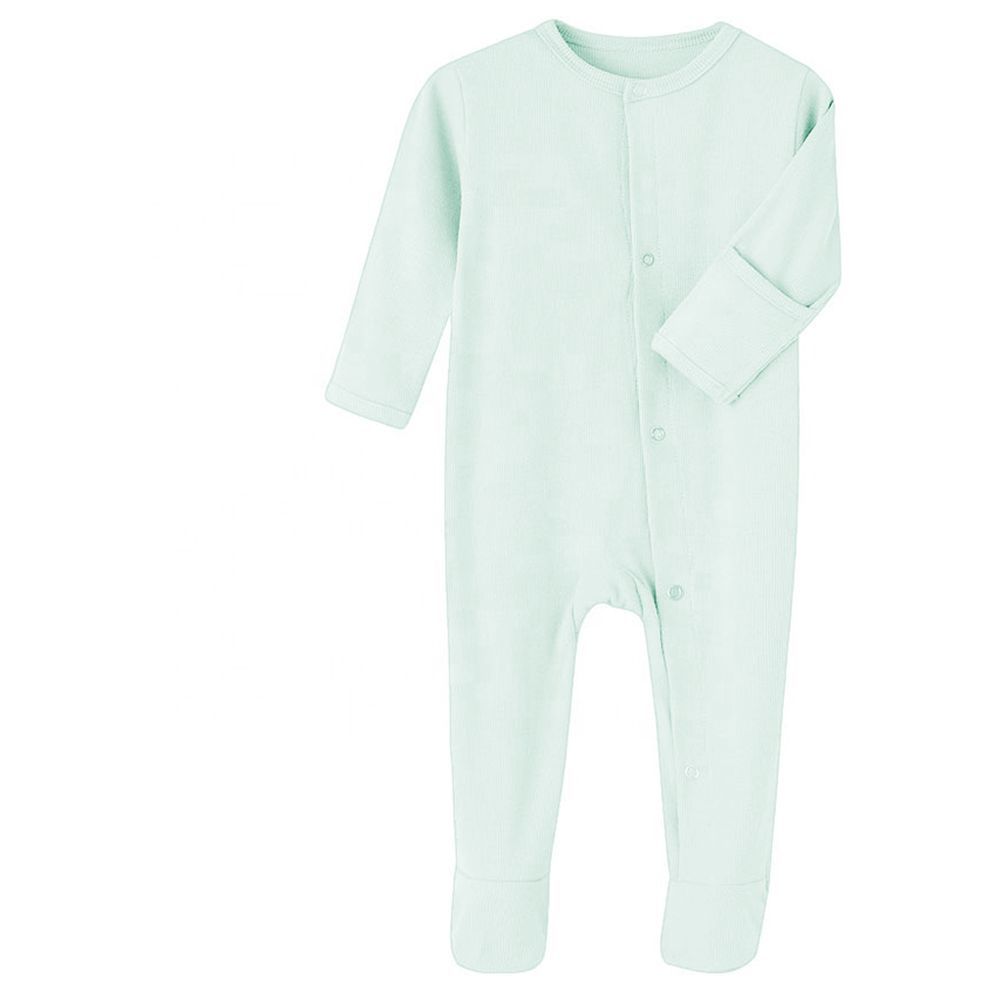 Tiny Toes - 100% Cotton Essential Baby Sleepsuit - Light Green (Exclusive)