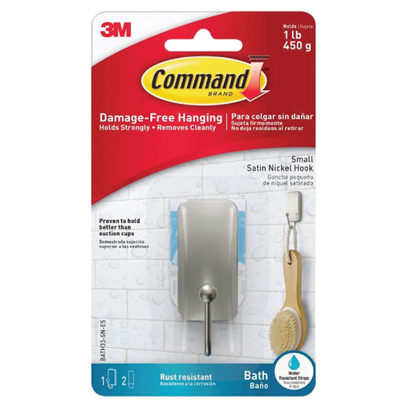 Command - Bath Small Hook Satin Nickel