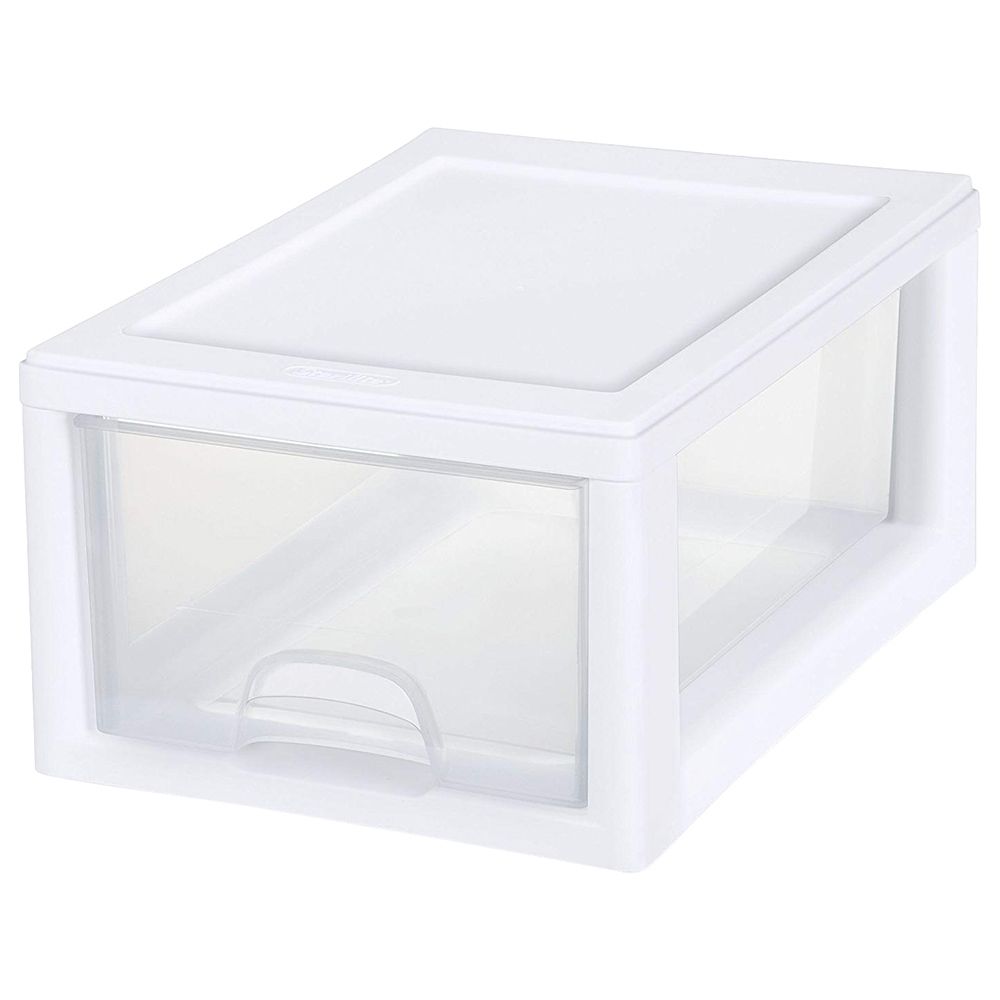 Sterilite - White Frame Storage Drawer Small - Clear