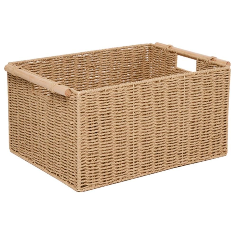 Homesmiths - Large Storage Basket W/ Wooden Handle