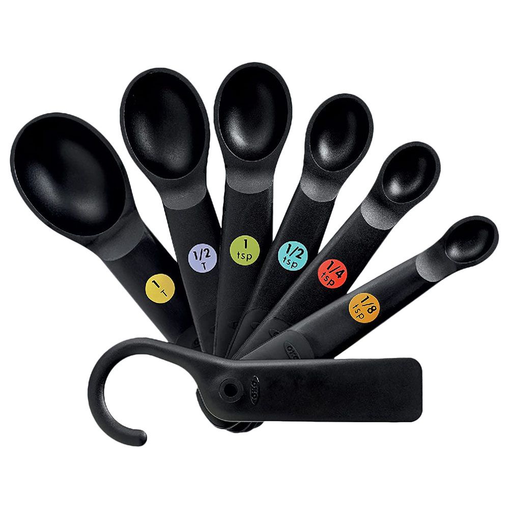 Oxo - Plastic Measuring Spoons - Snaps - Black - 7pcs