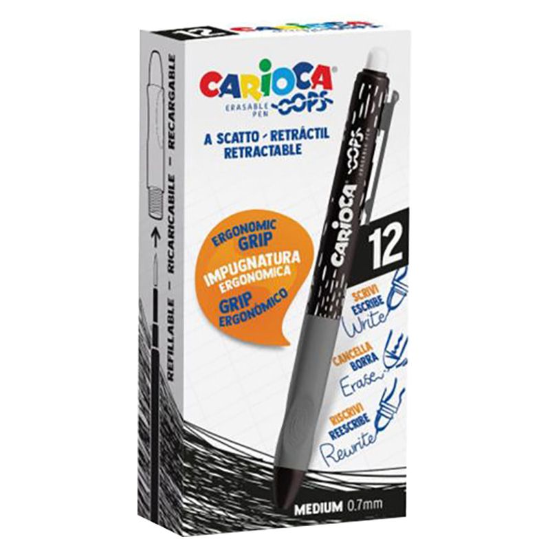 Carioca - Oops Erasable Pen Box Pack Of 12 - Black