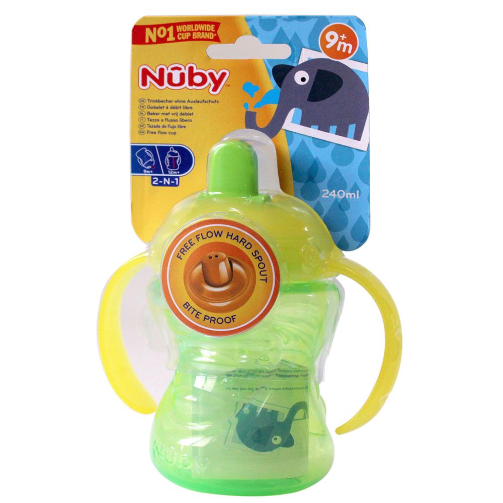 Nuby - Free Flow 2-In-1 Hard Spout Cup 240ml - Green