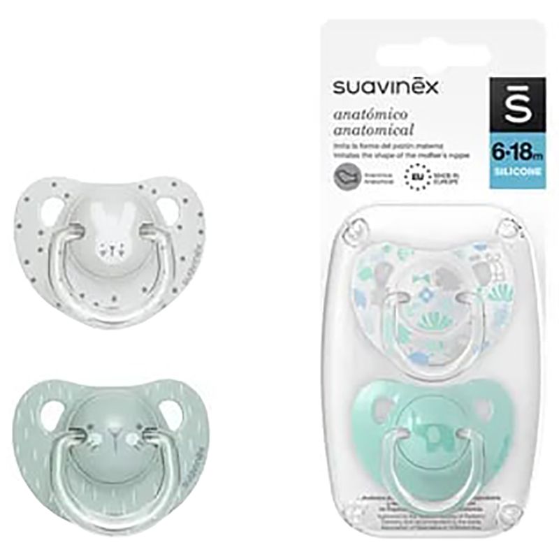 Suavinex - Premie Baby Pacifier 0M - S1 - Pack of 4 - Green/White