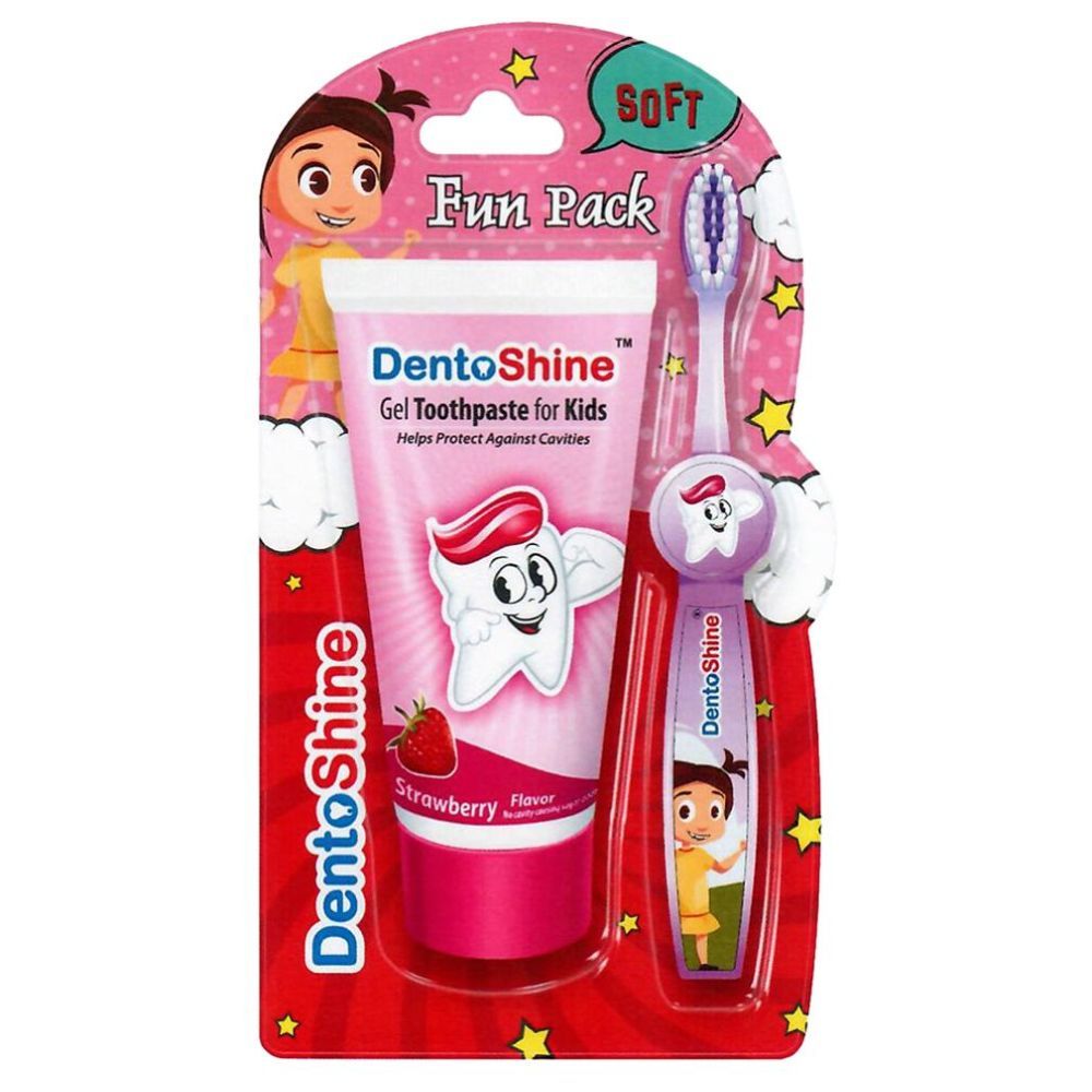 Dentoshine - Kids Fun Toothpaste & Toothbrush Pack - Strawberry