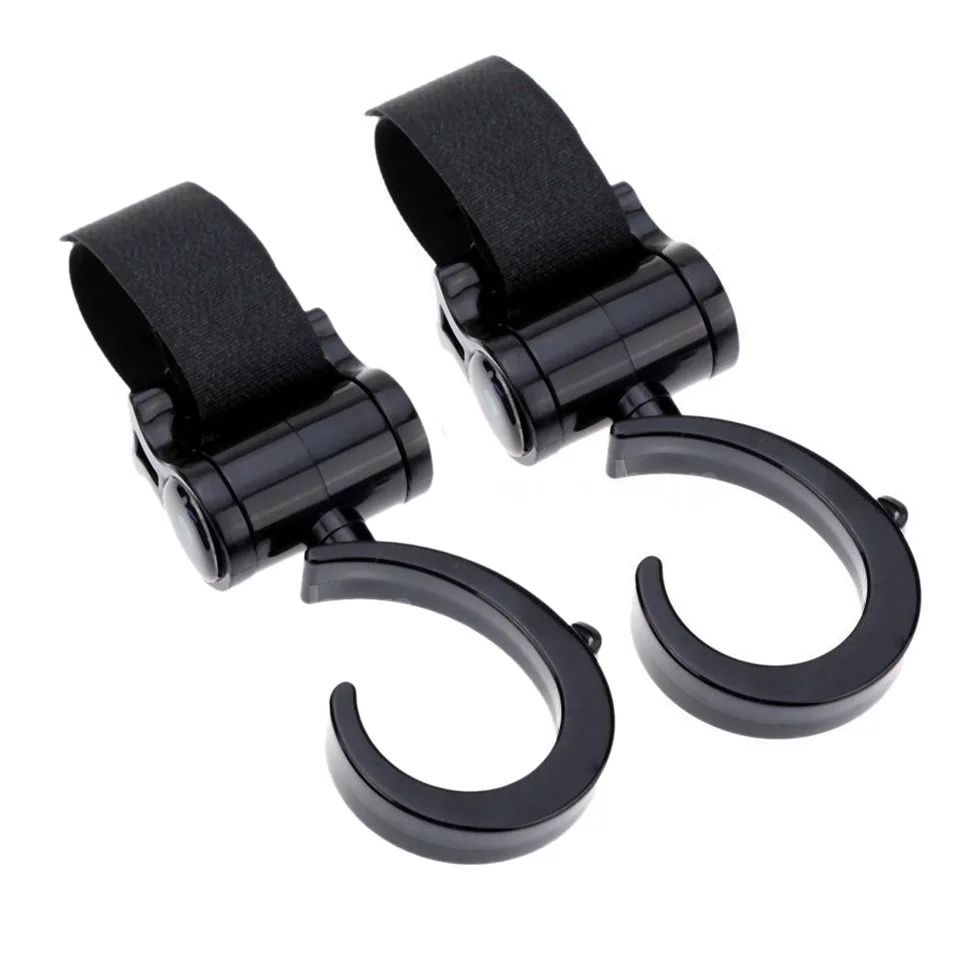 Pikkaboo - 2Pcs Multi Purpose 360 Swivel Stroller Hooks - Black - 2pcs