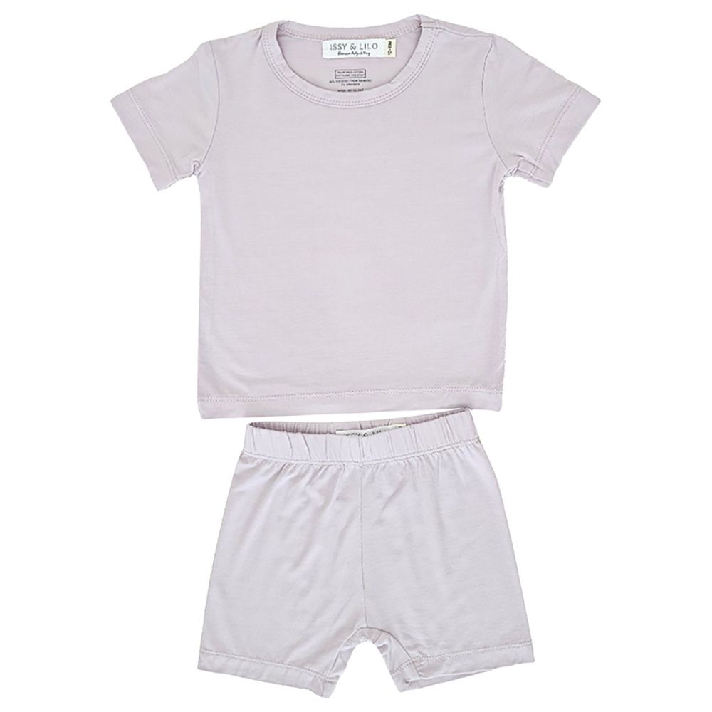 Issy & Lilo - 2pc-set - Short Sleeve Bamboo T-shirt And Shorts - Lavender