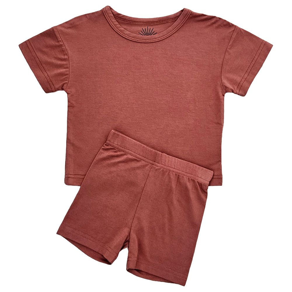 Issy & Lilo - 2pc-set - Short Sleeve Bamboo T-shirt And Shorts - Very Berry