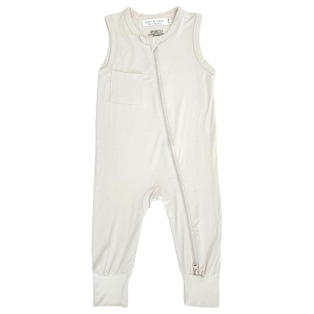 Issy & Lilo - Sleeveless Bamboo Zipper Romper - Apricot