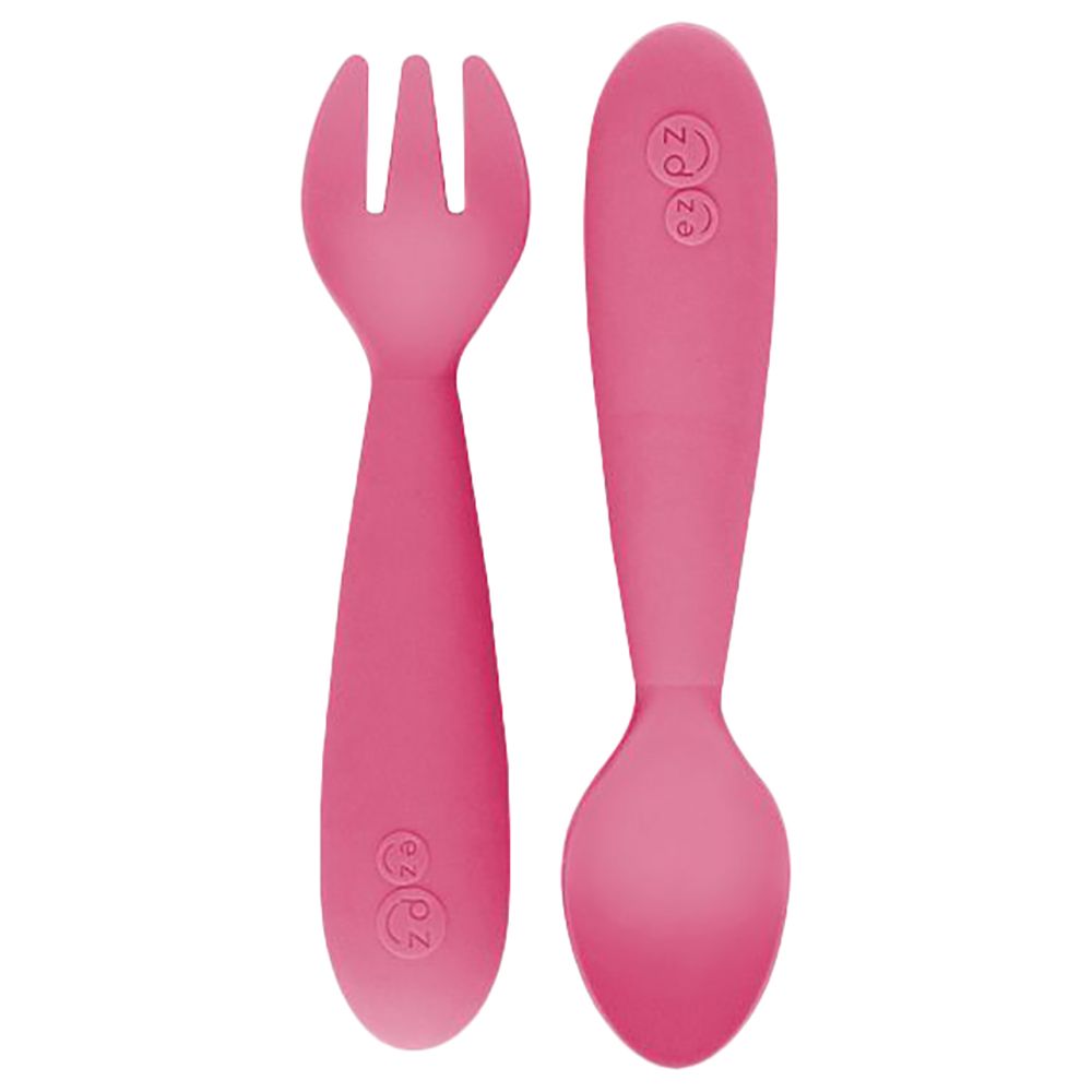 Ezpz - Mini Utensils: Spoon & Fork - Pink