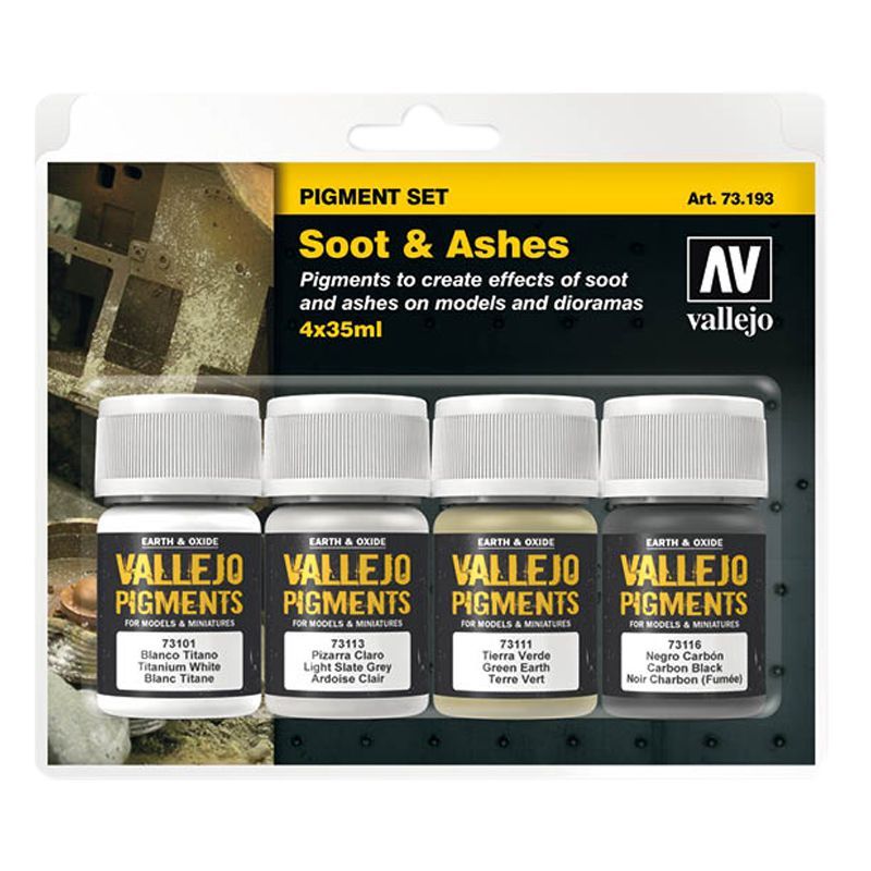 Vallejo - 73193 Pigment Set 4pcs - Soot & Ashes