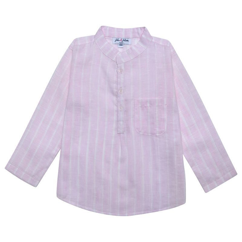 Jules & Juliette - Baby Boy Azad Linen Shirt - Pink Stripes