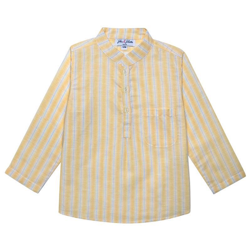 Jules & Juliette - Baby Boy Azad Linen Shirt - Yellow Stripes