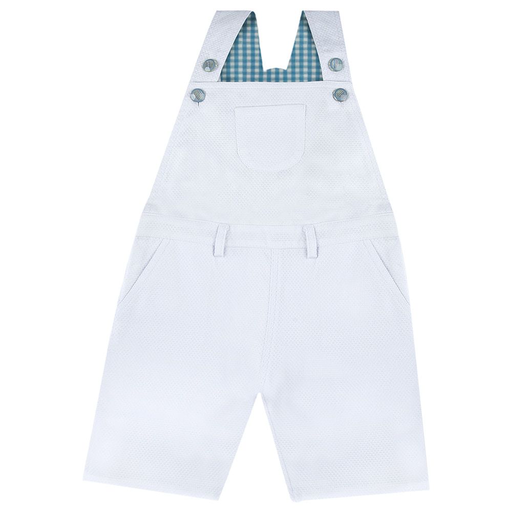 Jules & Juliette - Boy Dungaree White W/ Check 