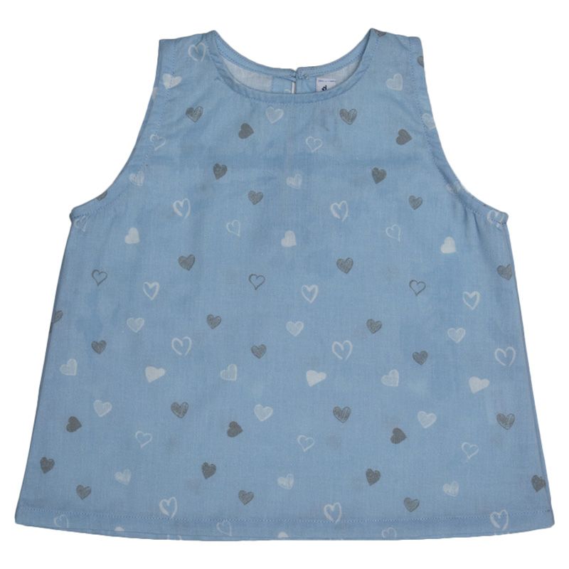 Jules & Juliette - Baby Girl Fleur Cotton Blouse - Blue Hearts