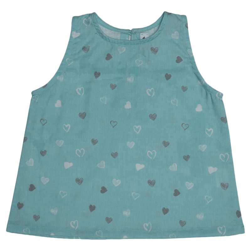 Jules & Juliette - Baby Girl Fleur Cotton Blouse - Green Hearts