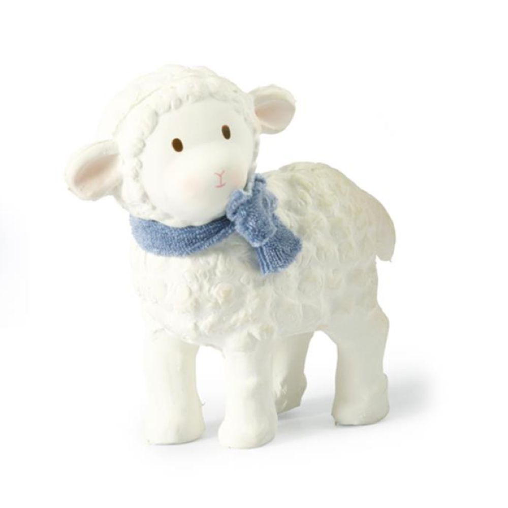 Tikiri - Lila & Lucas Lamb Collection Lucas Rubber Toy Blue