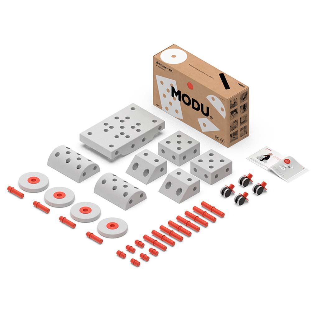 MODU - Dreamer Kit - Red Pegs & Grey Blocks - 35pcs