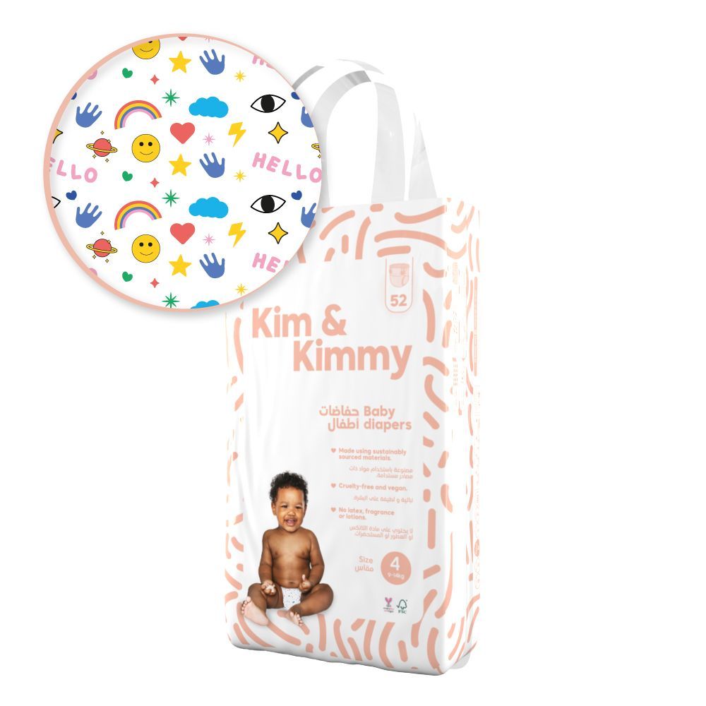 Kim & Kimmy - Funny Icons Diapers 9-14kg Size 4 - 52pcs