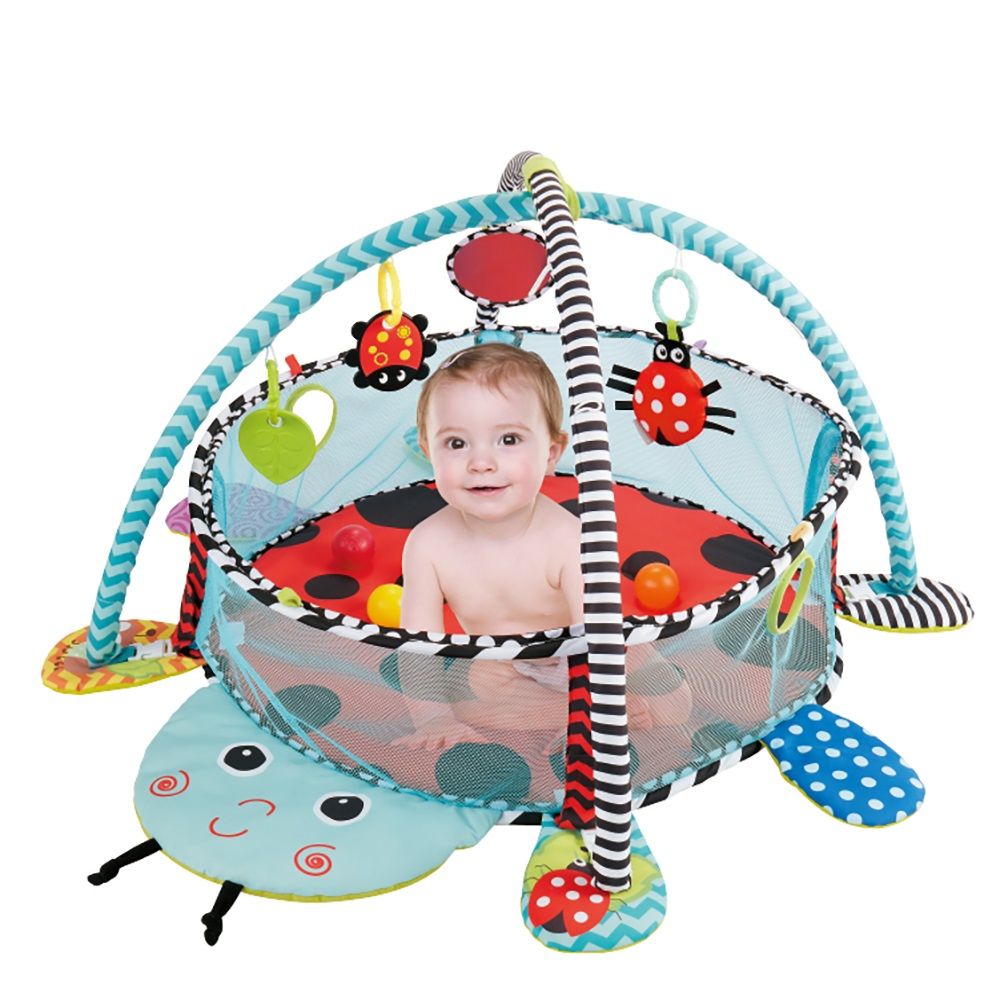 Little Learners - 3-In-1 Activity Gym & Ball Mat, Ladybug