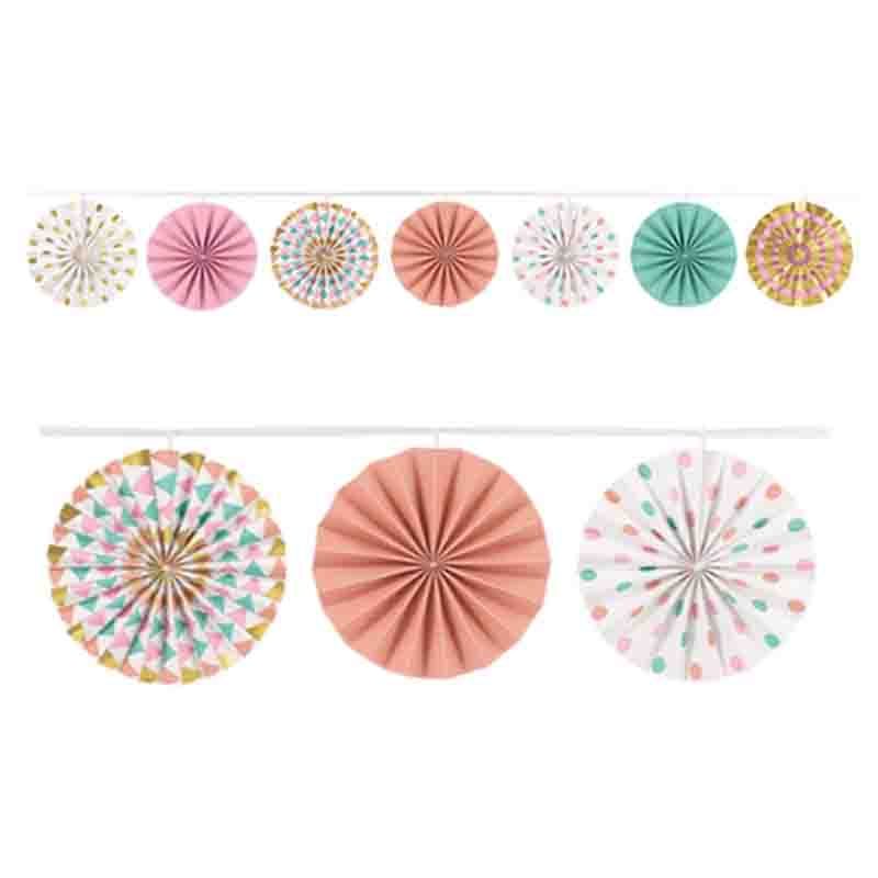 Amscan - Pastel Mini Paper Fan Garland 10.16 x 366 cm