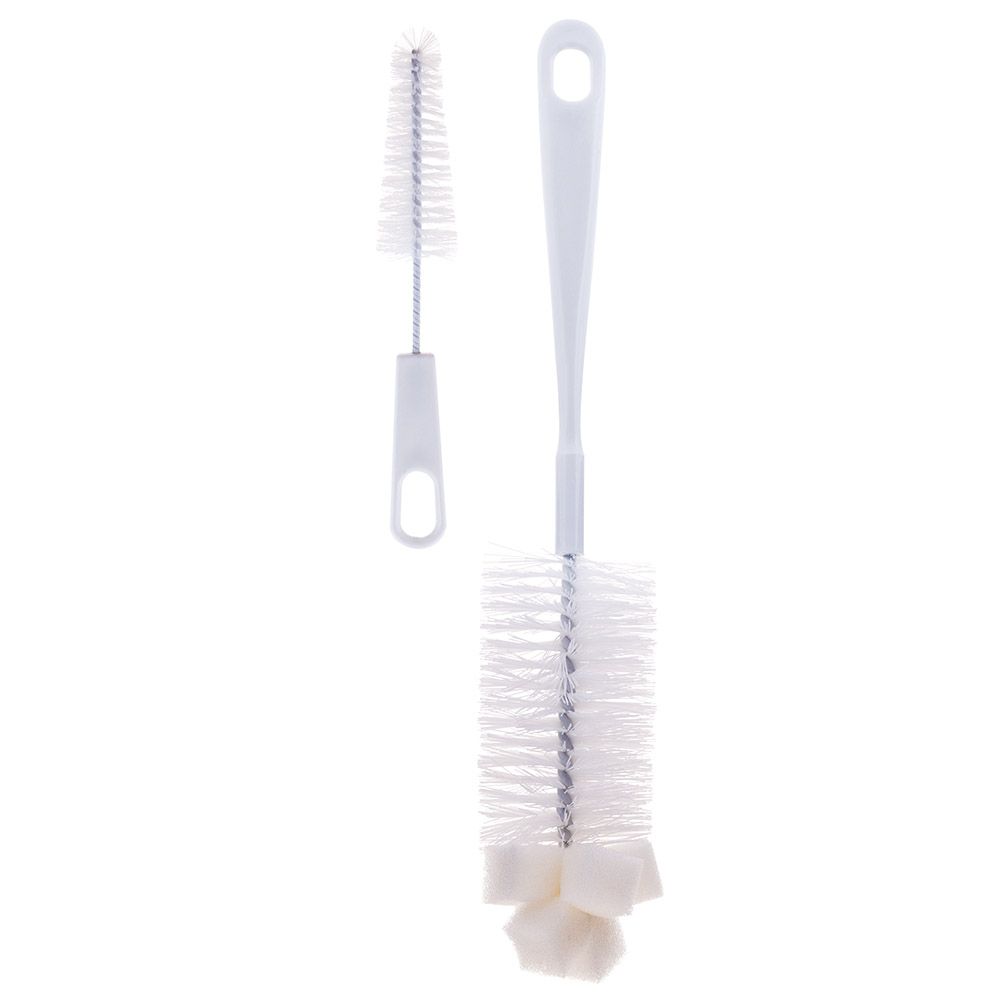 Canpol - Bottle & Teat Brush W/ Sponge - White