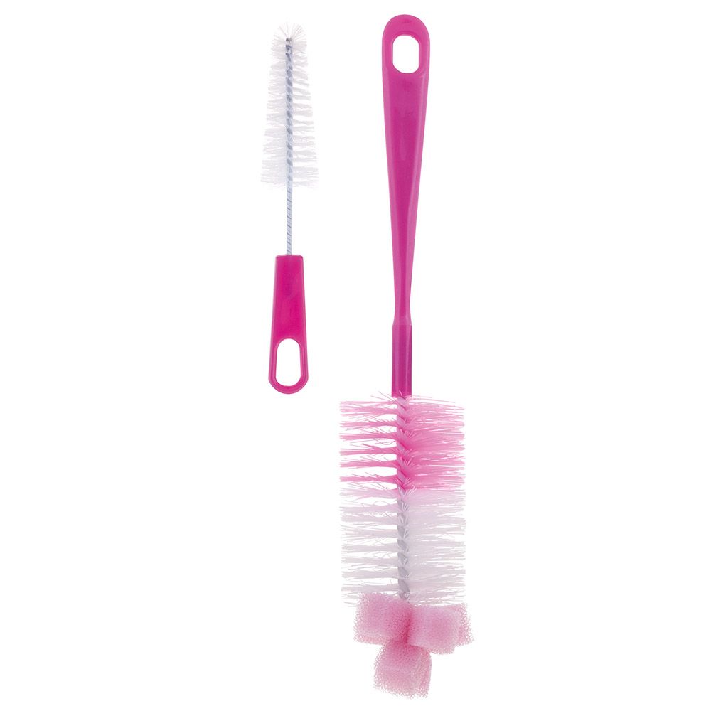 Canpol - Bottle & Teat Brush W/ Sponge - Pink