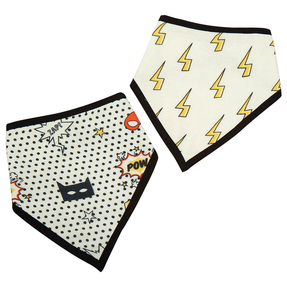 Little West Street - Superhero Bandana Bib Set - Black