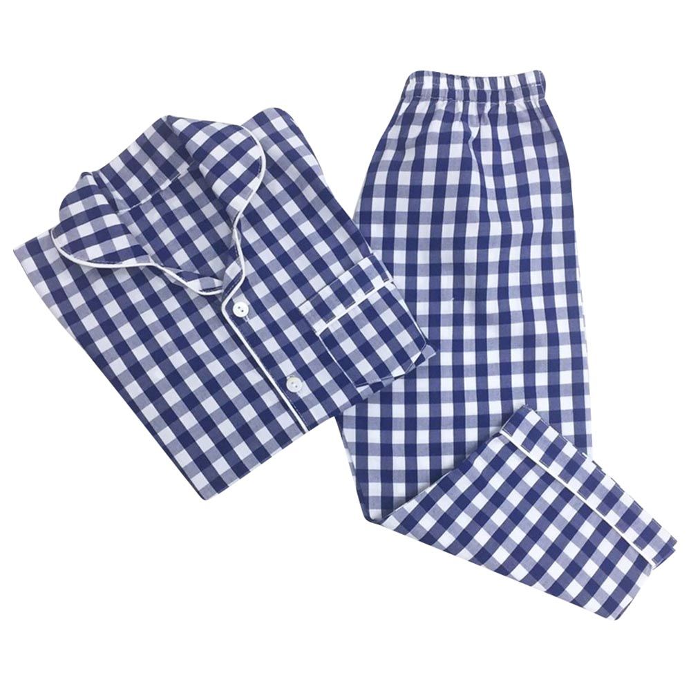 Little West Street - Classic Navy Gingham Pajama Set