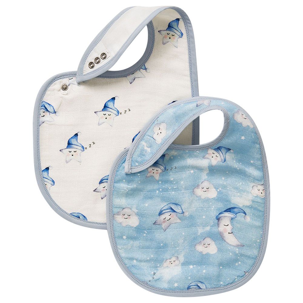 Little West Street - Celestial Blue Organic Bib Set 