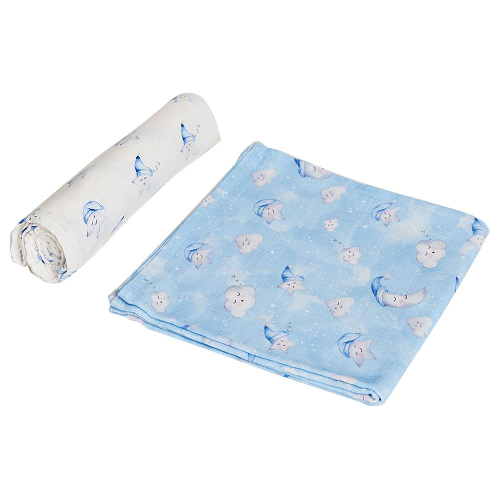 Little West Street - Celestial Blue Organic Swaddle Set 