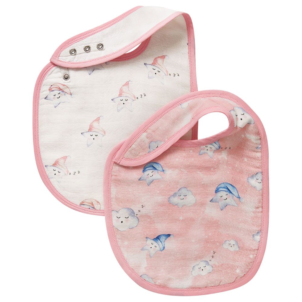 Little West Street - Celestial Pink Organic Bib Set 