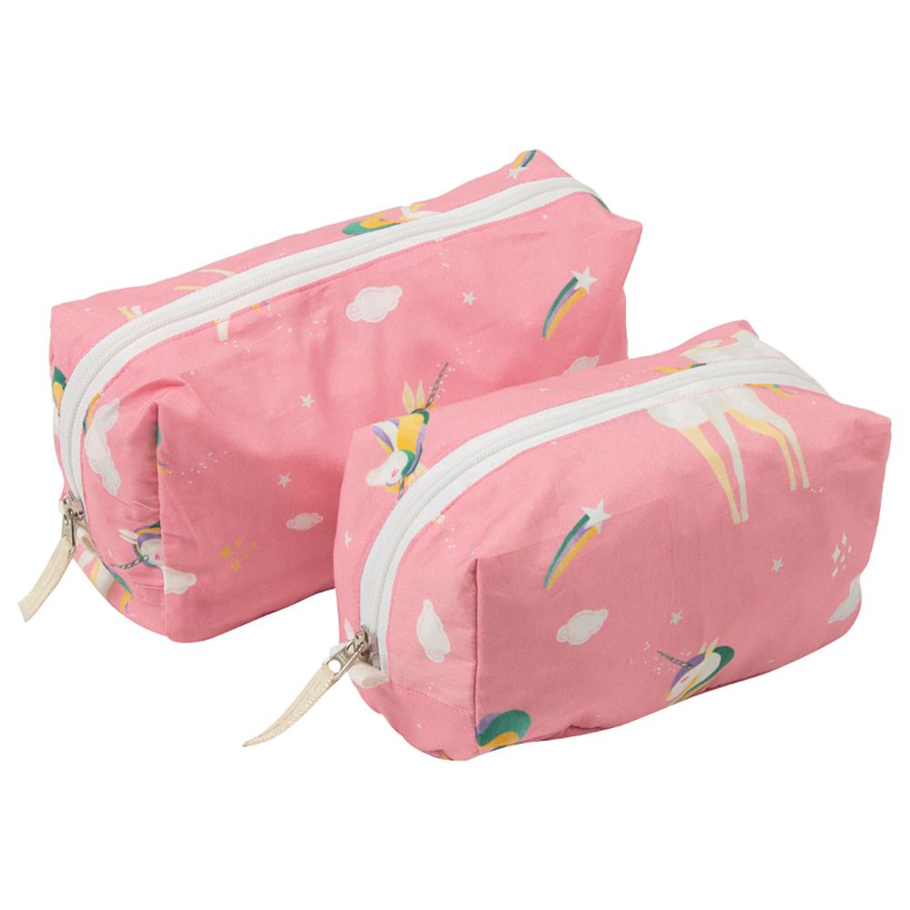 Little West Street - Unicorns Travel Pouch-2pc-Set - Pink