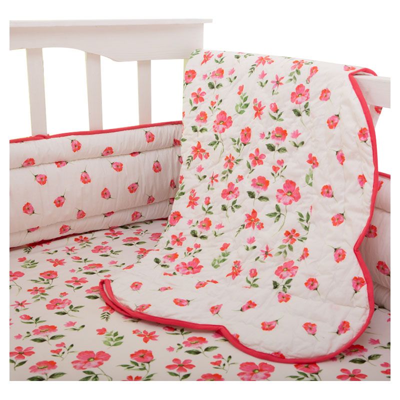 Little West Street - Blossoms Organic Reversible Quilt Pink