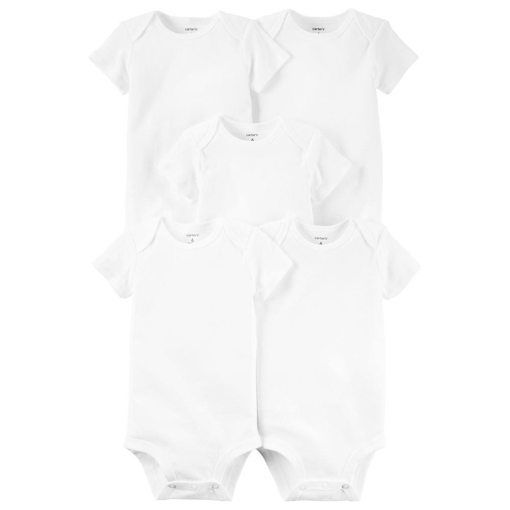 Carters - 5pc-Set - Short-Sleeve Bodysuits - White