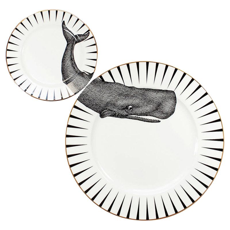 Yvonne Ellen - Set of 2 Dinner + Side Plates Whale 26.5, 16cm