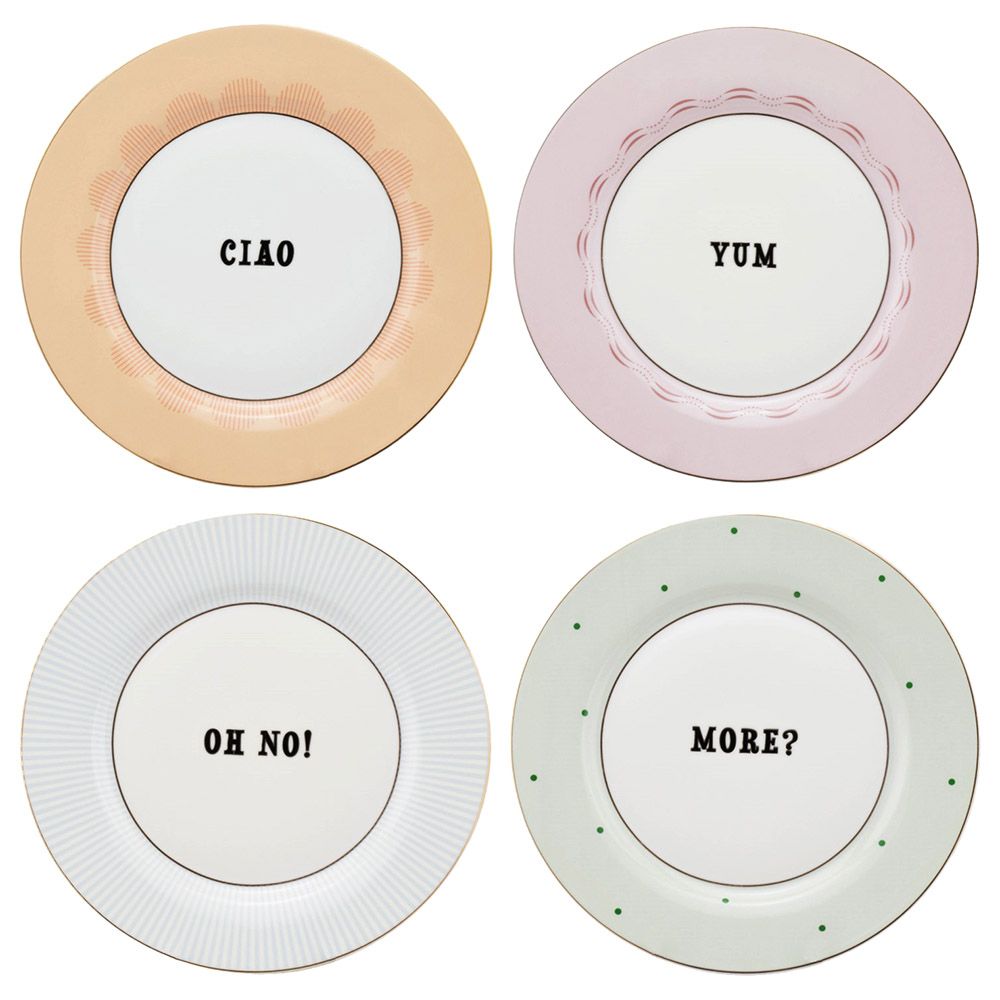 Yvonne Ellen - Slogan Side Plates - Set of 4 - White