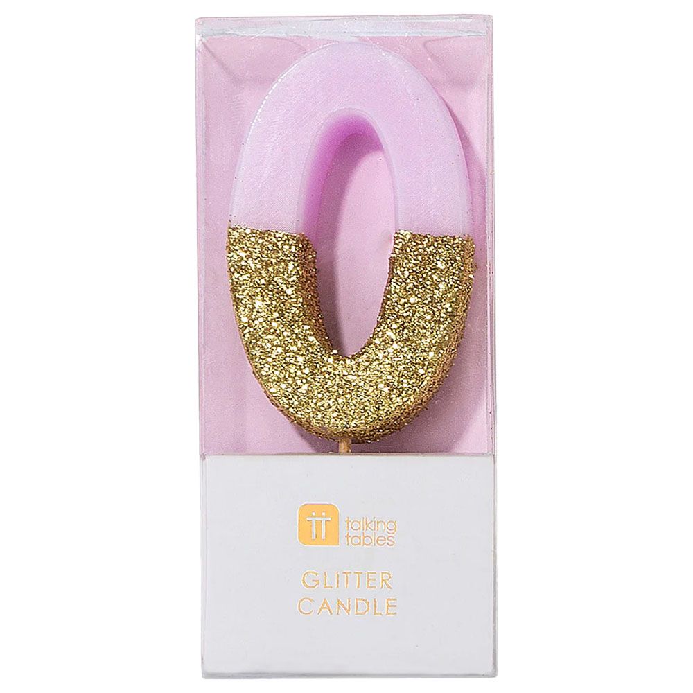 Talking Tables - We Heart Birthdays Glitter Number Candle 0 - Pink