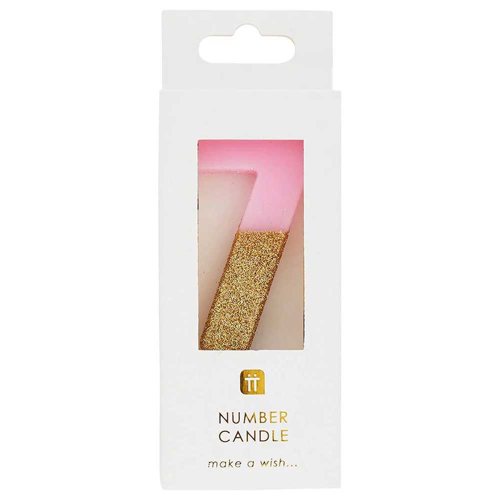 Talking Tables - We Heart Birthdays Glitter Number Candle 7 - Pink