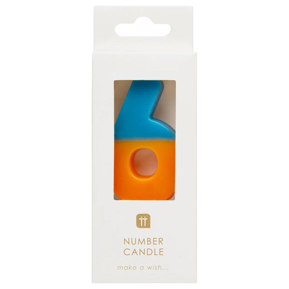 Talking Tables - We Heart Birthdays Candle - 6 - Orange